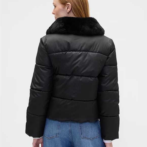 Gap 100% Recycled Relaxed Short Puffer Jacket Medium Black - Picture 3 of 5